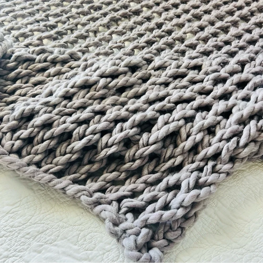80”x85” Handmade Chunky Knit Throw Blanket , Soft & Cozy
